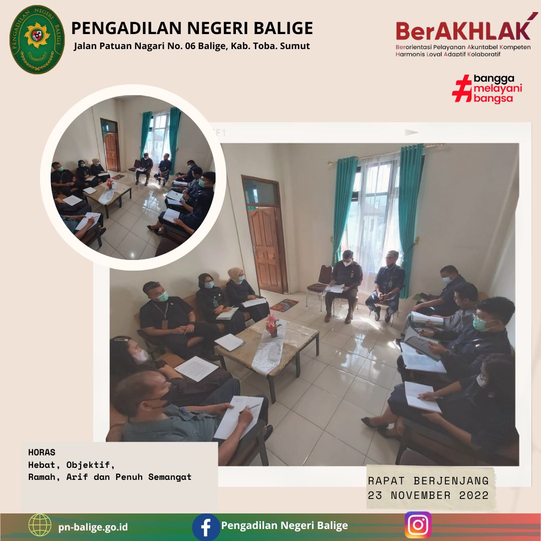 Rapat Berjenjang Pengadilan Negeri Balige periode November 2022. Rapat Berjenjang Pengadilan Negeri Balige periode November 2022.